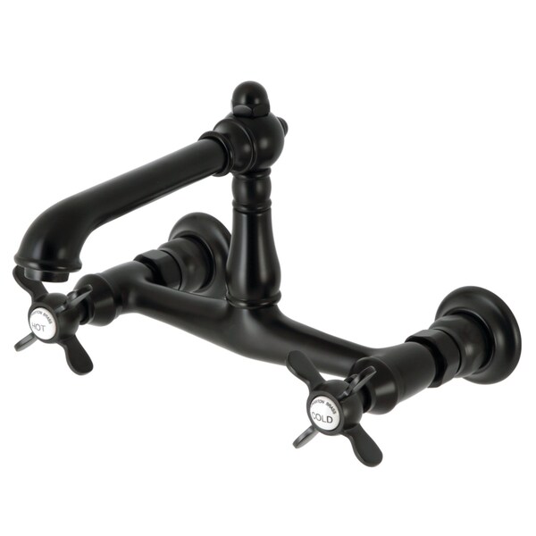 Kingston Brass KS7240BEX Two-Handle Wall Mount Bathroom Faucet, Matte Black KS7240BEX - main